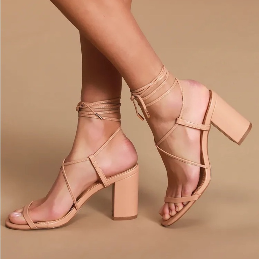 Aribaa Light Nude Lace-Up High Heel Sandals Lulus
